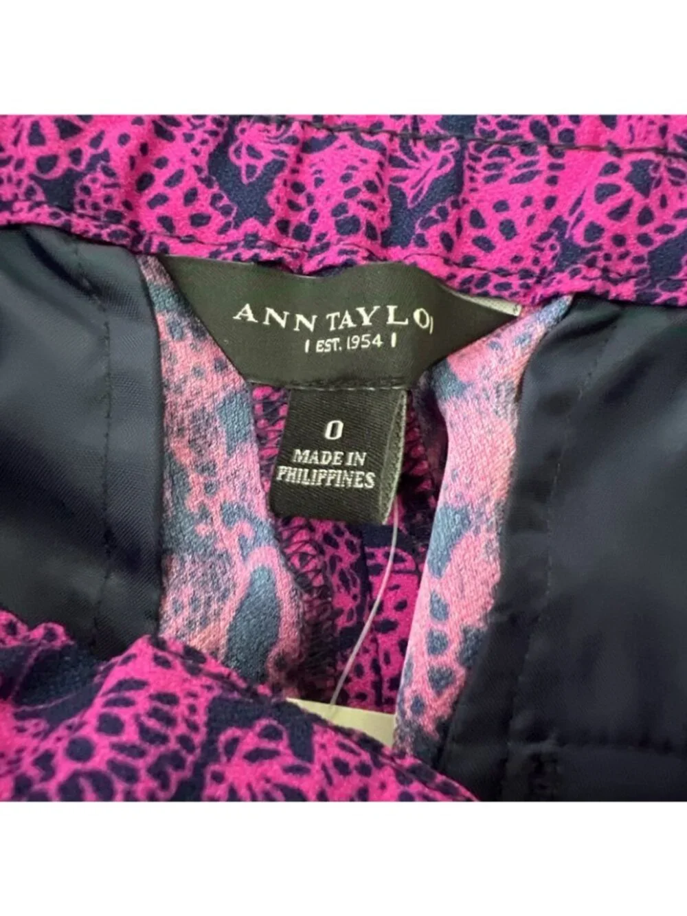 Ann Taylor Paisley Terrace Chiffon Jogger Womens 0 Pink Ankle Cuffed New